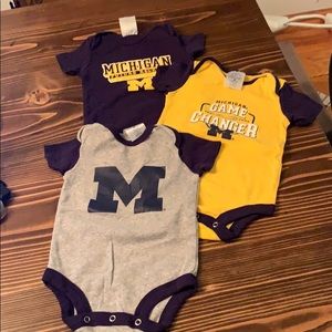 NWOT. Univ of Michigan Baby Gear Onsies. 3-6M